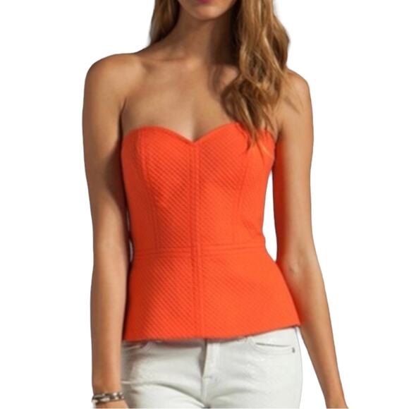 Trina Turk White Cap Bustier Orange Top in Bellini 2 - Picture 1 of 10